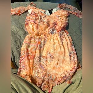 Coral Paisley Romper Like New